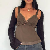 Frill Strap V-neck Top